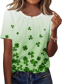 Kistore Womens Casual Crew Neck Shirts Short Sleeve Pleated Tops Blouses