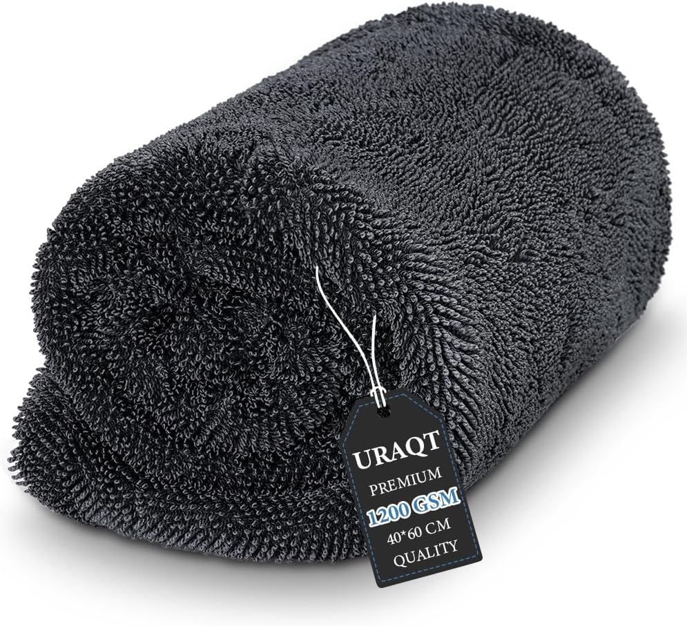 URAQT Car Cloths, 60 x 40 cm Microfibre Cloth for Car, 1200 GSM Microfiber Cloth, Lint Free Drying and Polishing Towels, Super Absorbent Cleaning Cloths for Detailing, Polishing, Cleaning and Washing