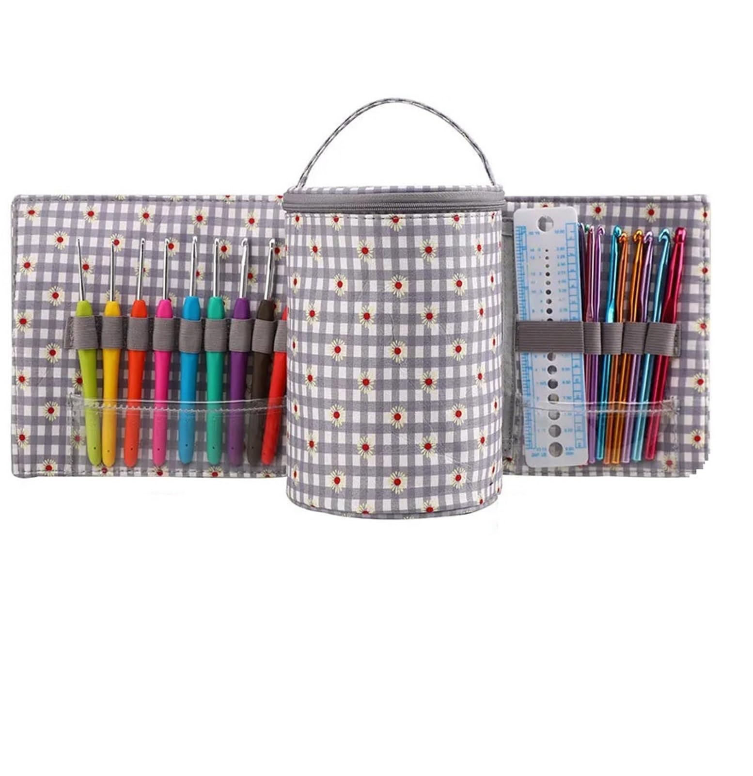 ZWCSHUU Sewing Organizer Bag Yarn Box Storage Bag Crochet Knitting Needle Tool Accessories Portable Travel(Grey)