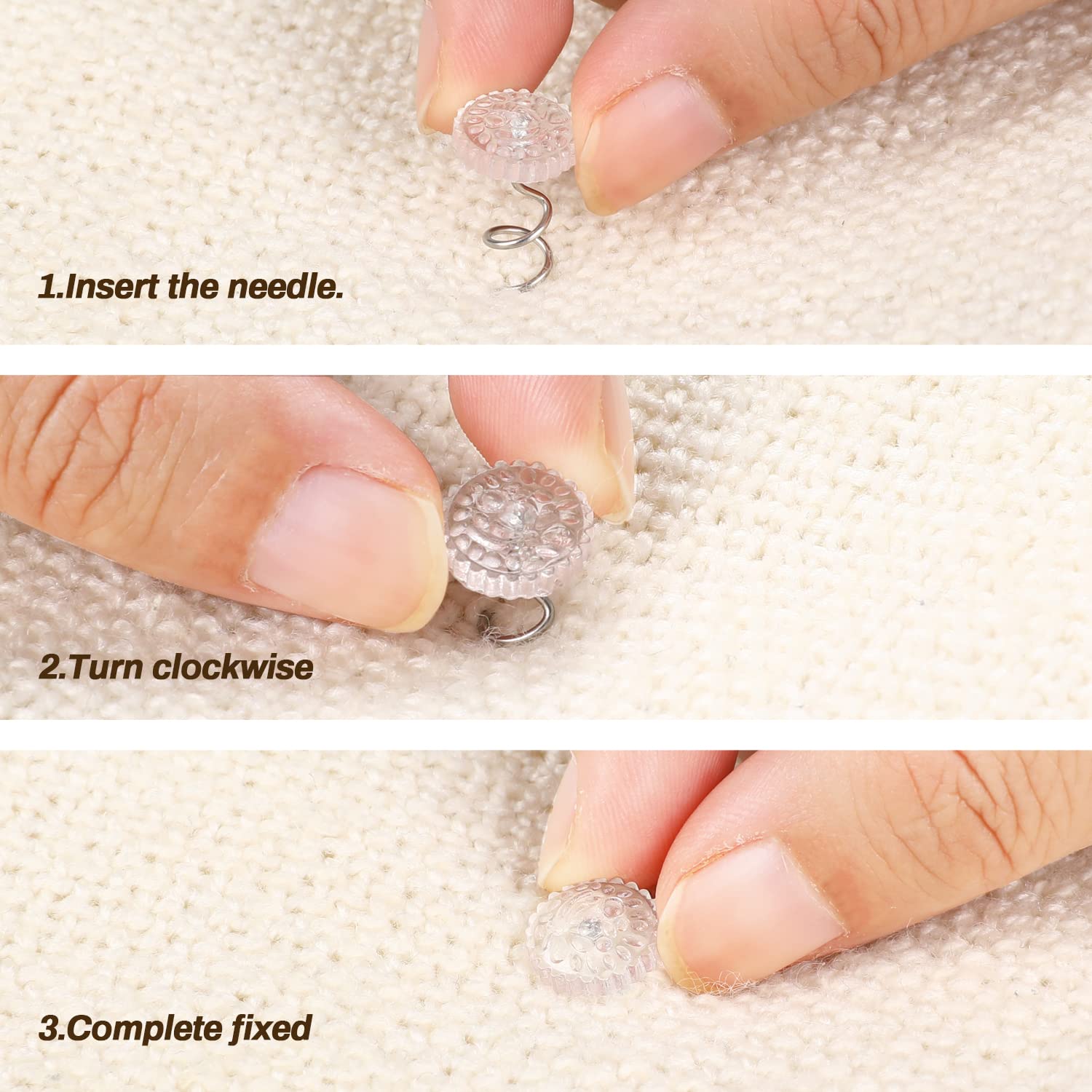 Sliverdew 50Pcs Clear Plastic Head Upholstery Tacks Twist Pins for Slipcovers Bed Skirts, Drapery, Craft, Upholstery - Image 3