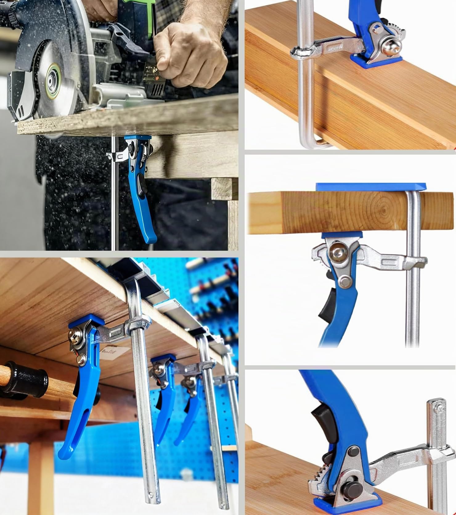 Juego de 2 abrazaderas de palanca de acero con mango de palanca, virolas, abrazaderas y tensores, abrazaderas rápidas, capacidad de 160 mm, extensión de 60 mm, para lijar, cortar, forzar con