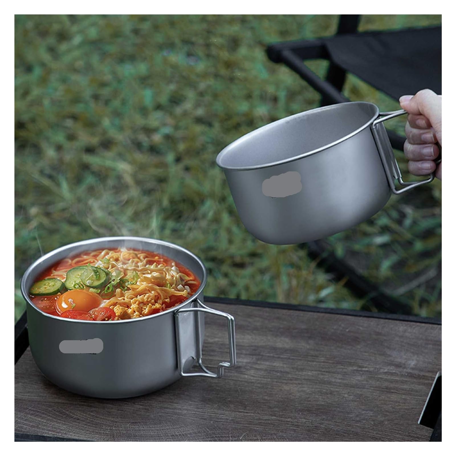 Generico Pentola da Campeggio Portatile 1200ML / 1400ML Pentole multifunzionali in Lega Riutilizzabili Zuppa Pieghevole, Compatibile for Esterni