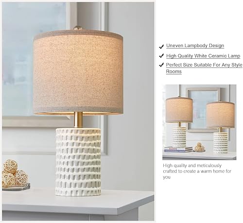 Miniatura 7 de PORTRES Juego de 2 lámparas de mesa de cerámica modernas de 18.25 pulgadas para dormitorio, decoración de escritorio, lámparas de noche para sala de