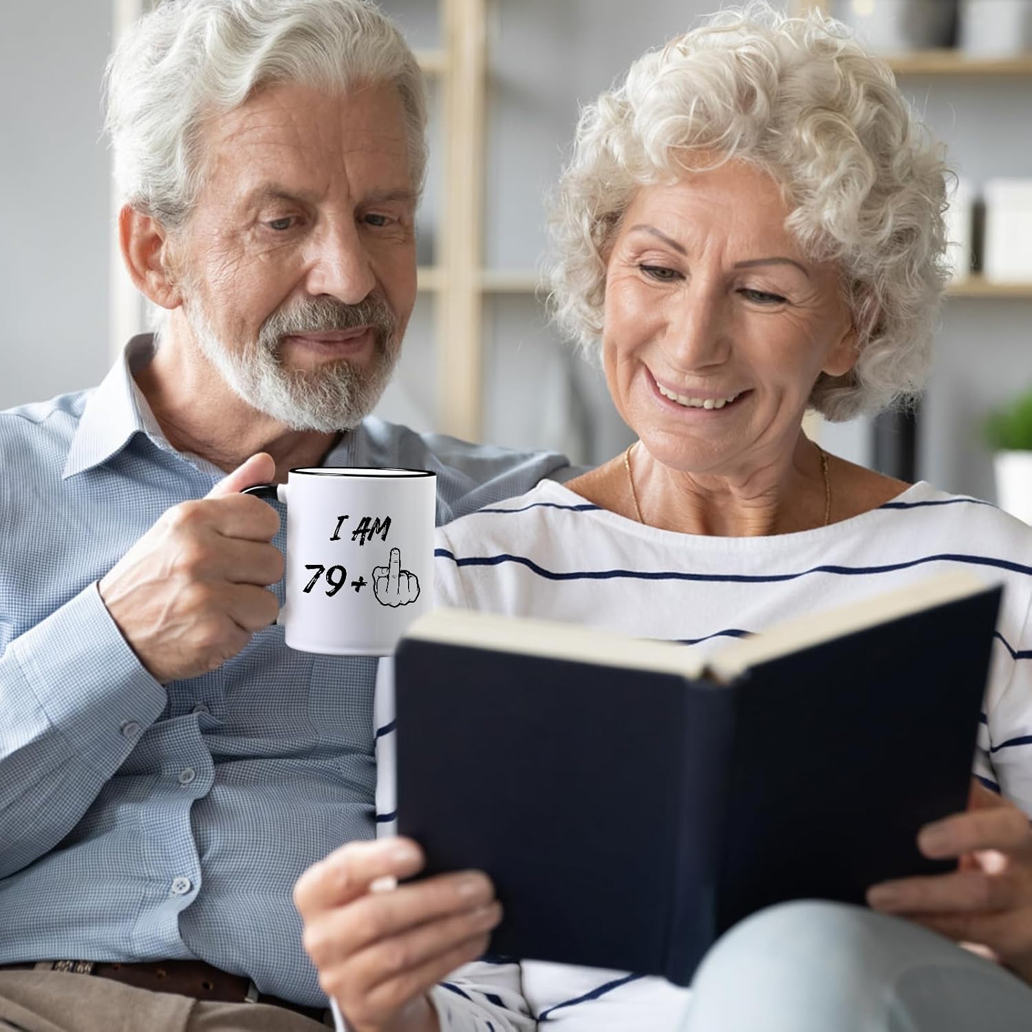 YHRJWN 80th Birthday Gifts for Women Men, I Am 79 Plus Middle Finger Coffee Mug, 80th Birthday Gifts Ideas for Best Friends, Grandma, Grandpa, Best 80 Year Old Gifts for Her Him, Novelty Cup, 11 Oz - Image 2