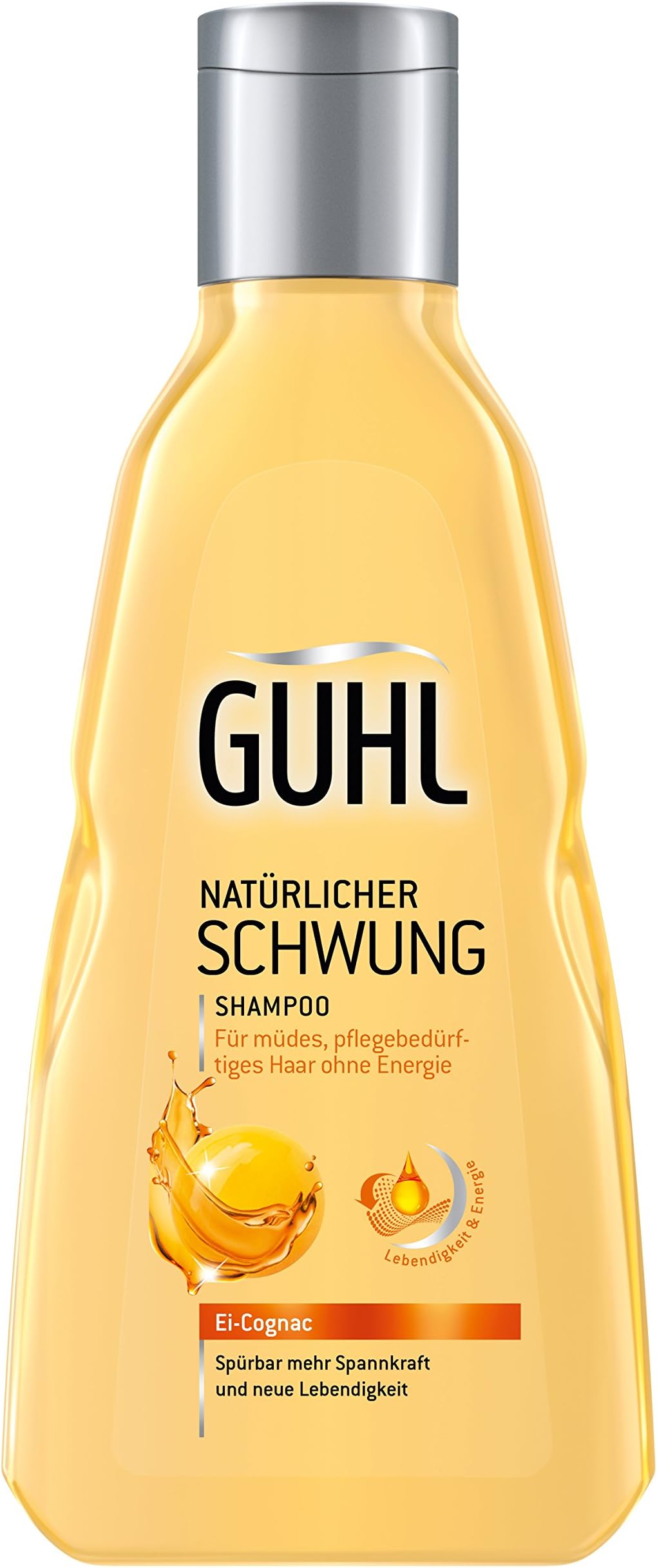 Guhl Natural Swing Shampoo - Pack of 2 (2 x 250 ml) - with Egg and Cognac - Contains Proteins and Lecithin - Strengthens Hair