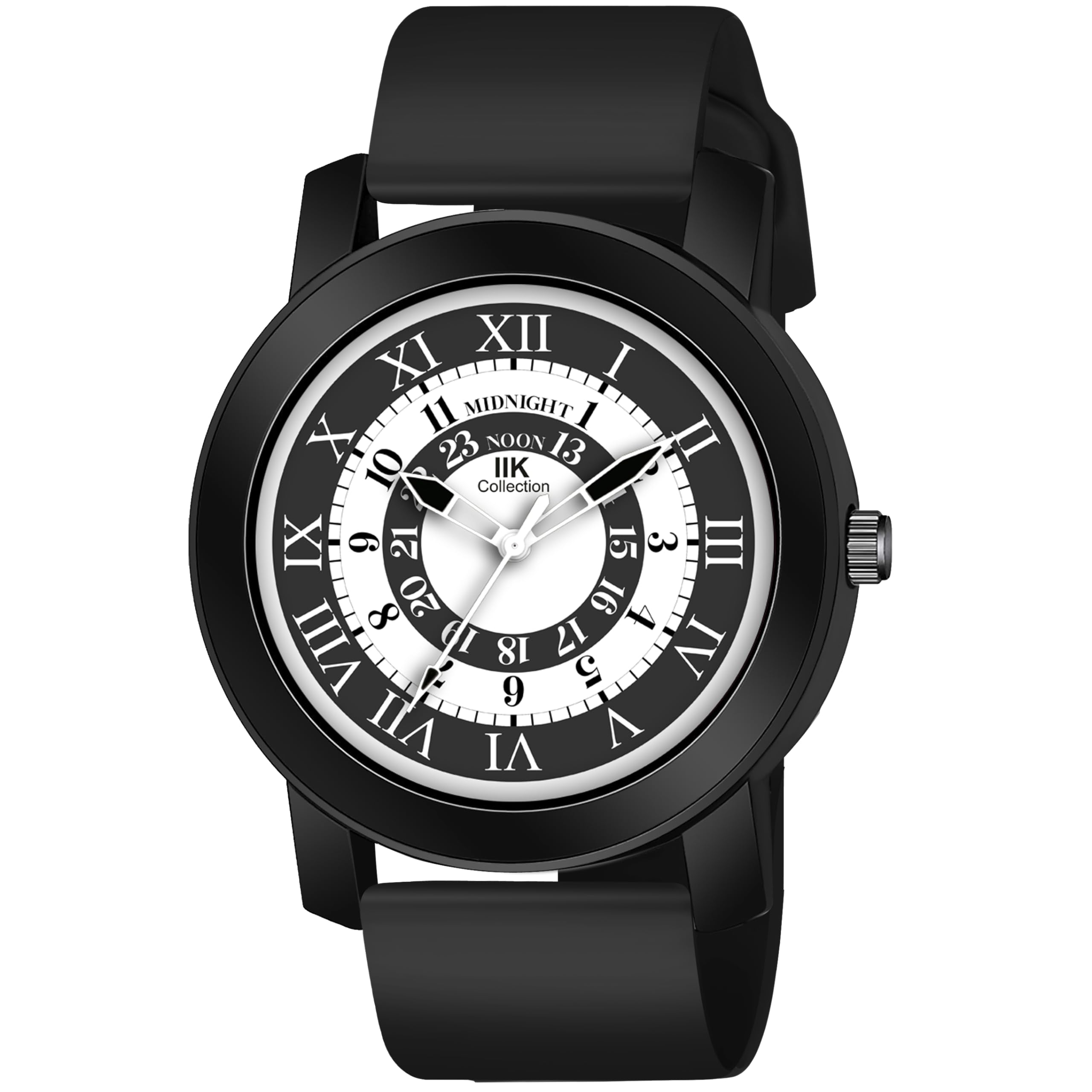 IIK COLLECTION Watches for Men Round Numerical Dial Analogue Men Watch|Long Battery Life|Stainless Steel Bracelet Black Chain/Adjustable Fixable Silicon Strap|Watches for Boys (B0CHYZZDZM) Amazon Price History, Amazon Price Tracker