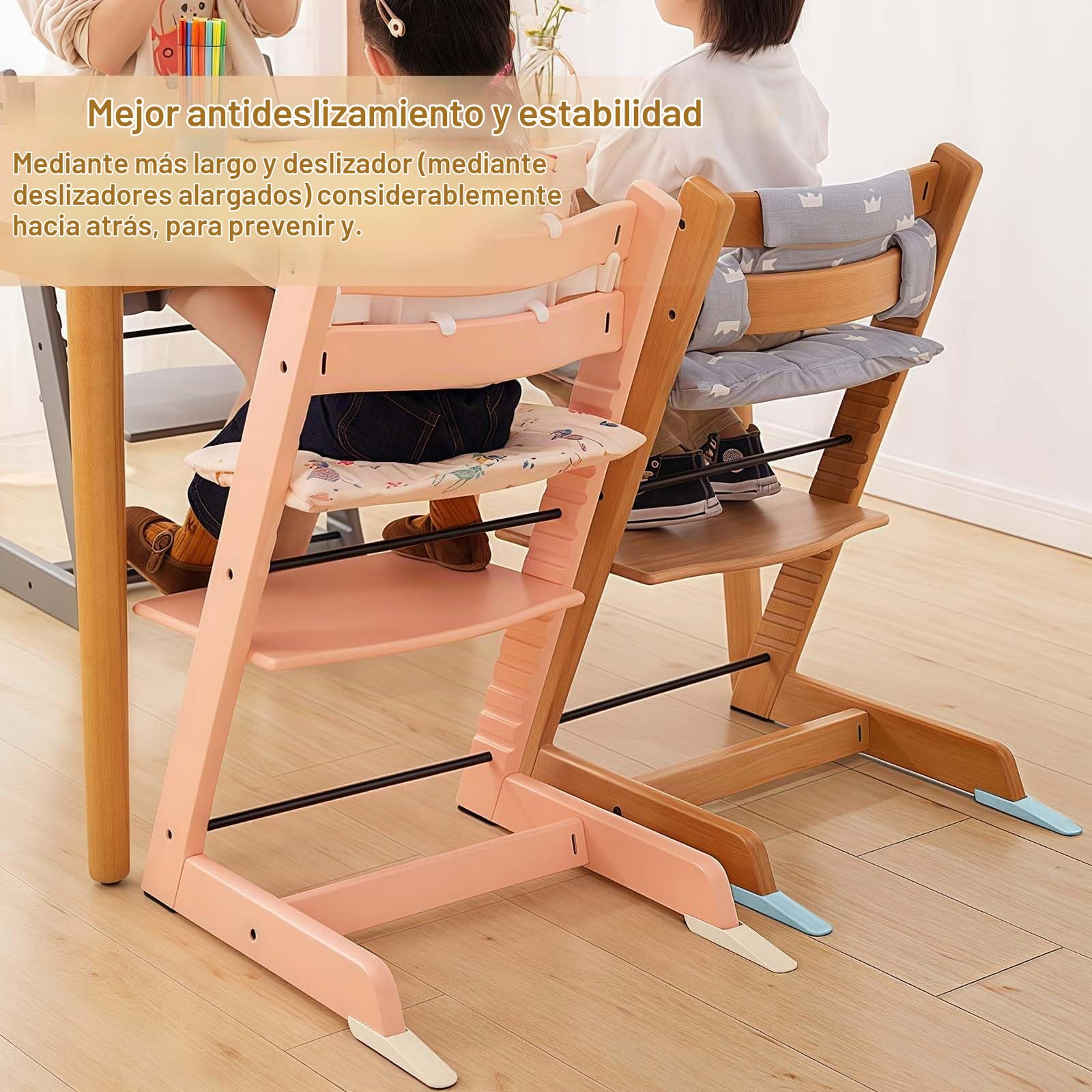 KLINNA 2 x Stokke Tripp Trapp High Chair Roll Protectors Set of Extended Safety Sliders and Leg Extenders (Wood) Baby Products