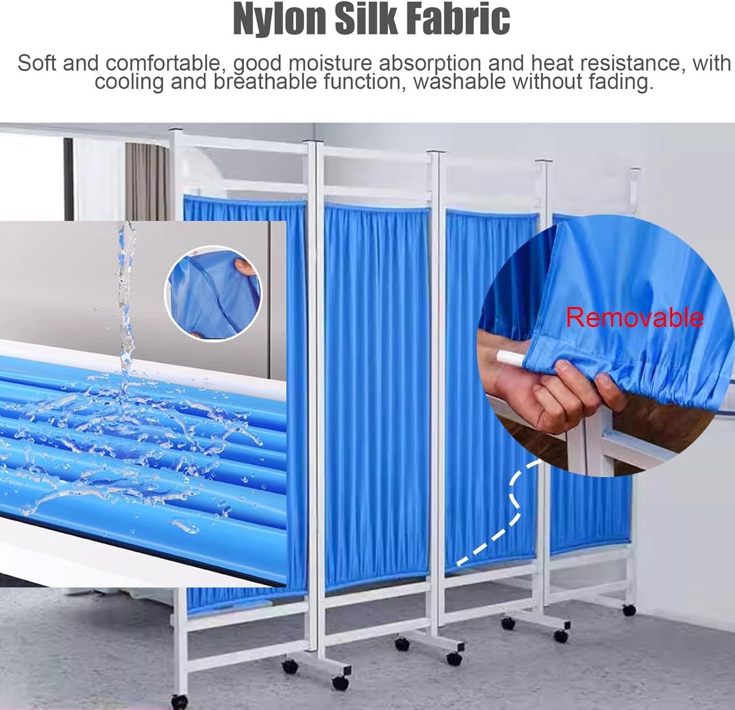 3 4 5 6 Panel, Medical Privacy Screen on Wheels, Rolling Room Divider, Foldable Temporary Fence (A 5Panels)