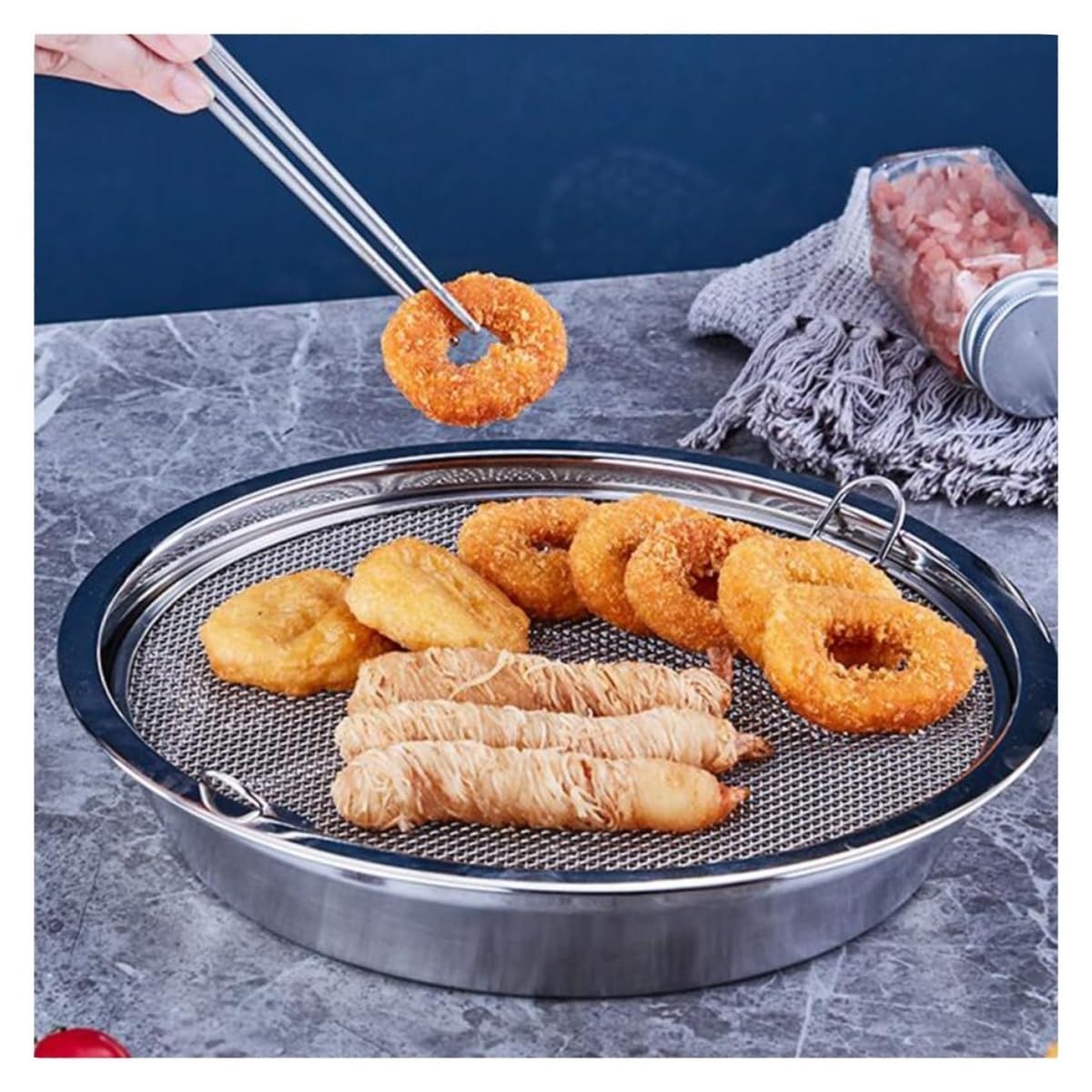 Cesta Freir Rejilla De Drenaje Acero Inoxidable Colador Cesta For Freír Versátil Grasa para Cocina Doméstico
