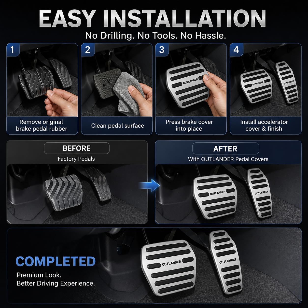 Custom Interior Accessories for Mitsubishi Outlander 2022 2023 PHEV 2023 2024 aluminium alloy Gas Accelerator Pedal Covers,Anti-Slip No Drilling Brake Foot Pedal Pads 2 pieces/set(silver)