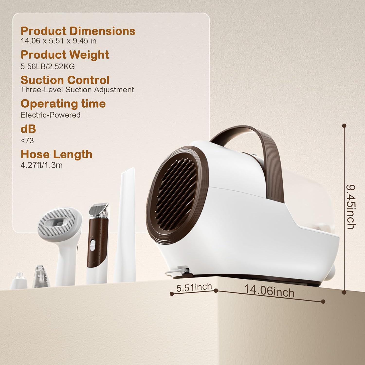 Dog Grooming Vacuum, Dog Grooming Kit with Pet Clipper Nail Grinder, 6 Pet Grooming Tools (Mushroom) - Image 7