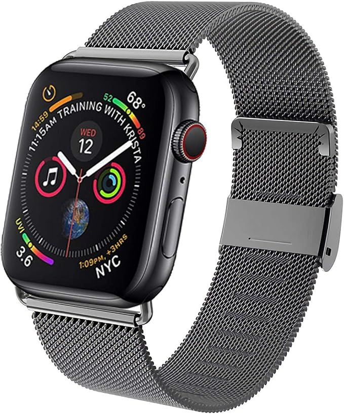 TVP Compatibile con Apple Watch Series 5, 4, 3, 2, 1 Milanese in acciaio  inox Loop Bracciale dimensioni 38 mm, 40 mm, 42 mm, 44 mm (nero, 38 mm/40  mm) : Amazon.it: Elettronica
