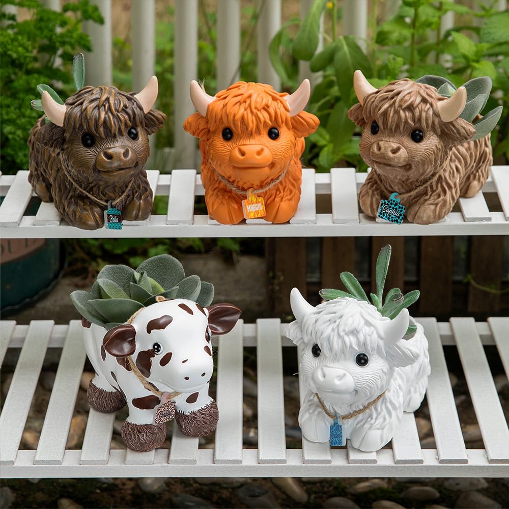 Mini pots de fleurs vache laitière intérieur extérieur drainage étiquette