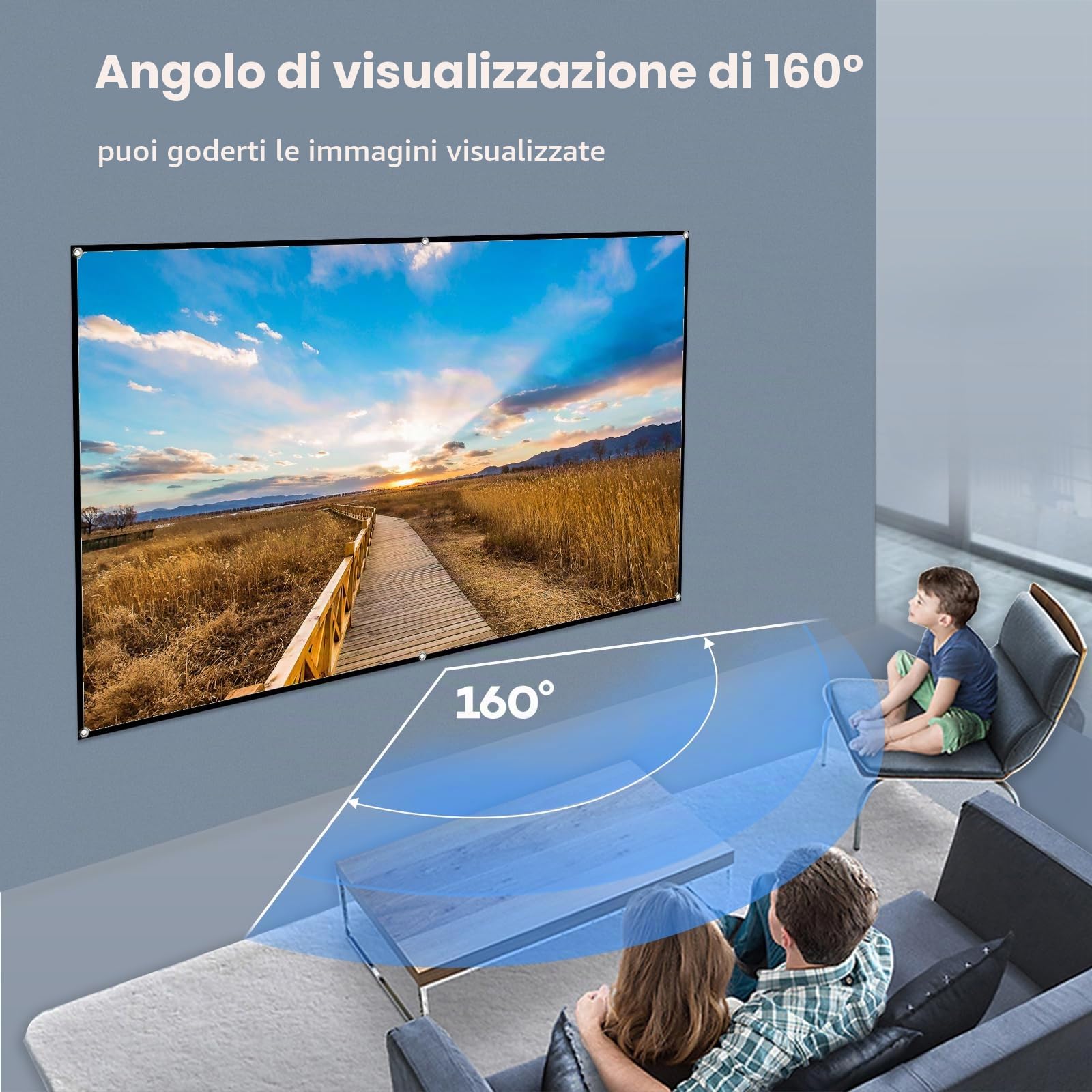 docooler Schermo per proiettore HD Portatile da 72 Pollici Schermo di proiezione 16:9 Pieghevole Durevole Montato a Parete per Film all'aperto Home Theater Ufficio