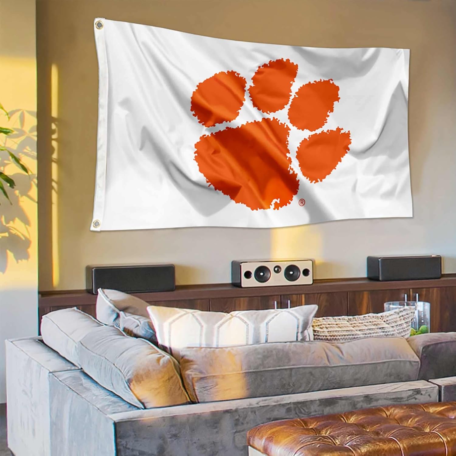 College Flags & Banners Co. Clemson Tigers White Large Grommet Banner Flag