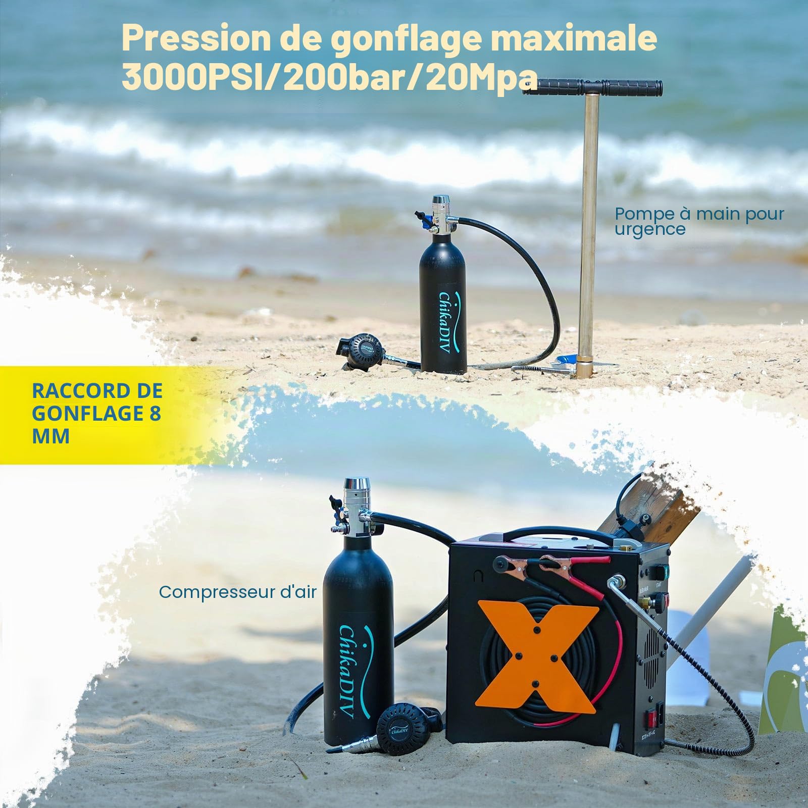C400 Mini Bouteille de Plongee 15-20 Minutes Petite Bouteille d Oxygène Plongee Respirateur Oxygene Plongee sous Marine Equipement Bouteille d'eau Recycleur Plongée