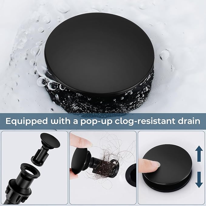 Grifería Lavamanos 3 Huecos 8 Pulgadas Negro Mate miniatura 6