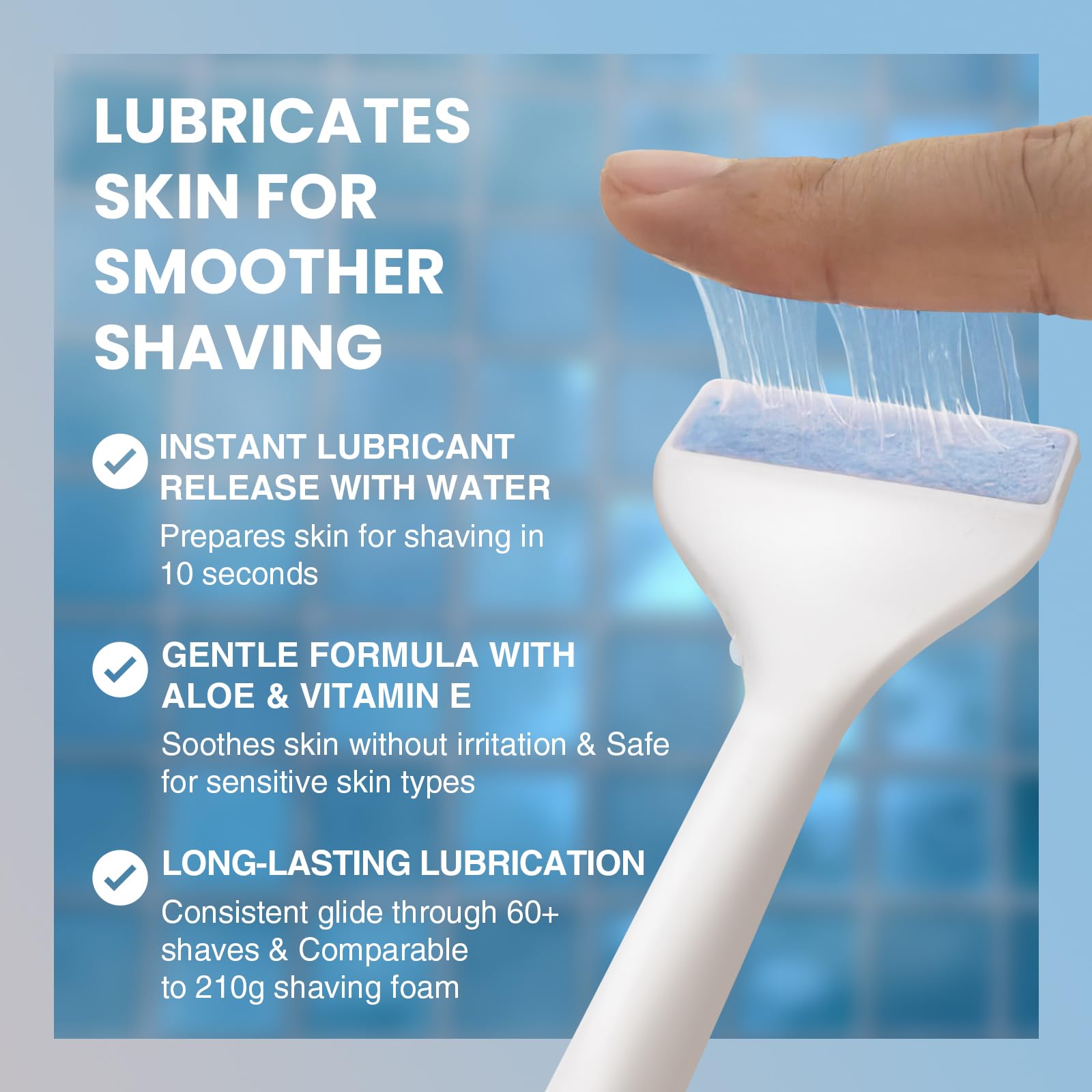 Aloe Essence Shaving Lubrication Strip - Reusable & Portable Travel-Friendly Strip for Sensitive Skin, Long-Lasting Soothing Moisturizing Lubrication (4-Pack)