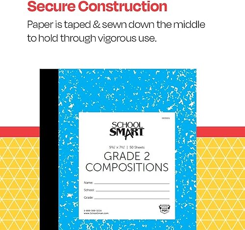 Miniatura 8 de School Smart Skip-A-Line 085301 - Libro de composición con rayas, grado 2, azul, 100 páginas
