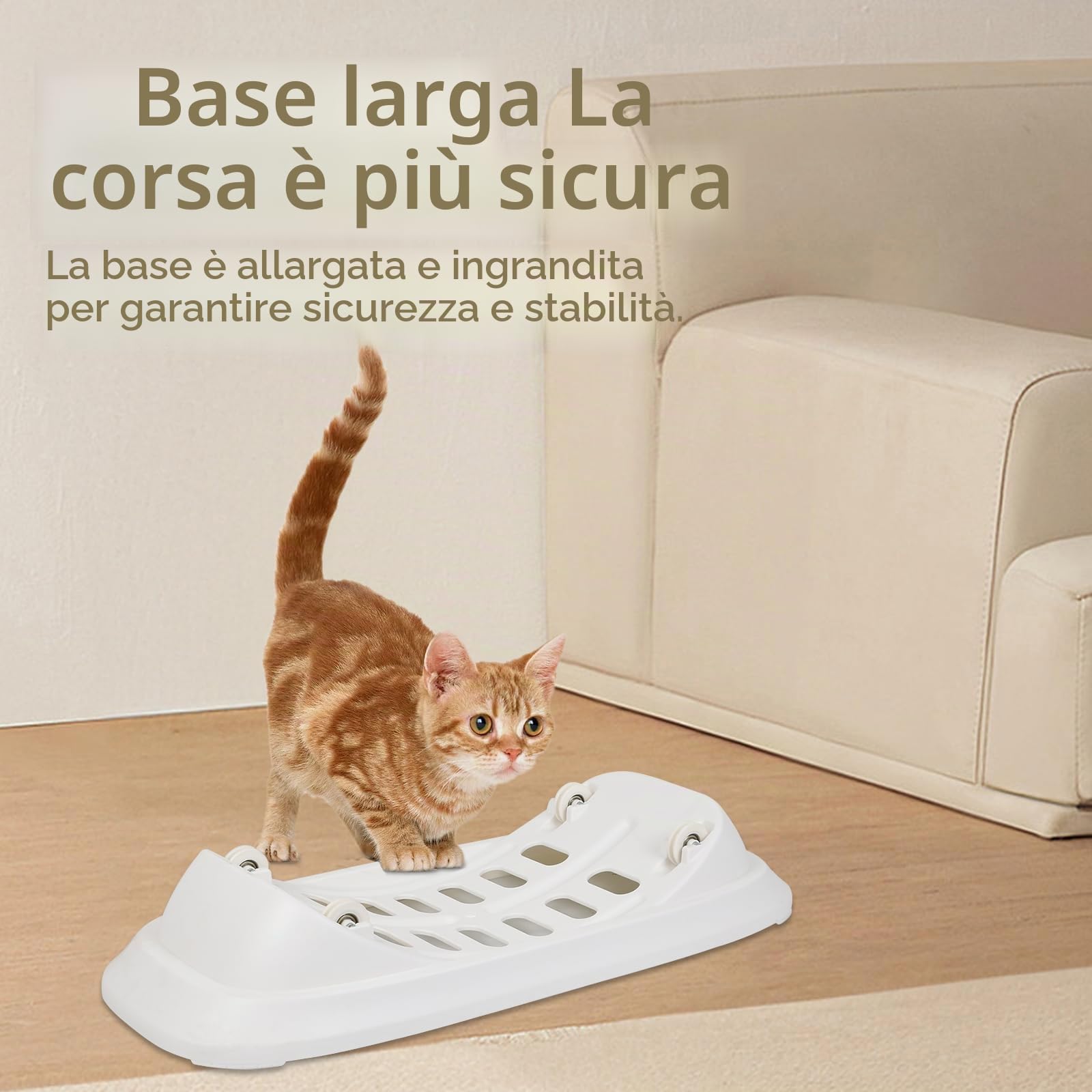 Ruota per esercizi 'gatto' in legno, giocattolo sportivo per una durata di vita più lunga, per corsa, camminata, allenamento, adatto per maggior parte 'gatto', 85 x 80 x 33 cm, bianco