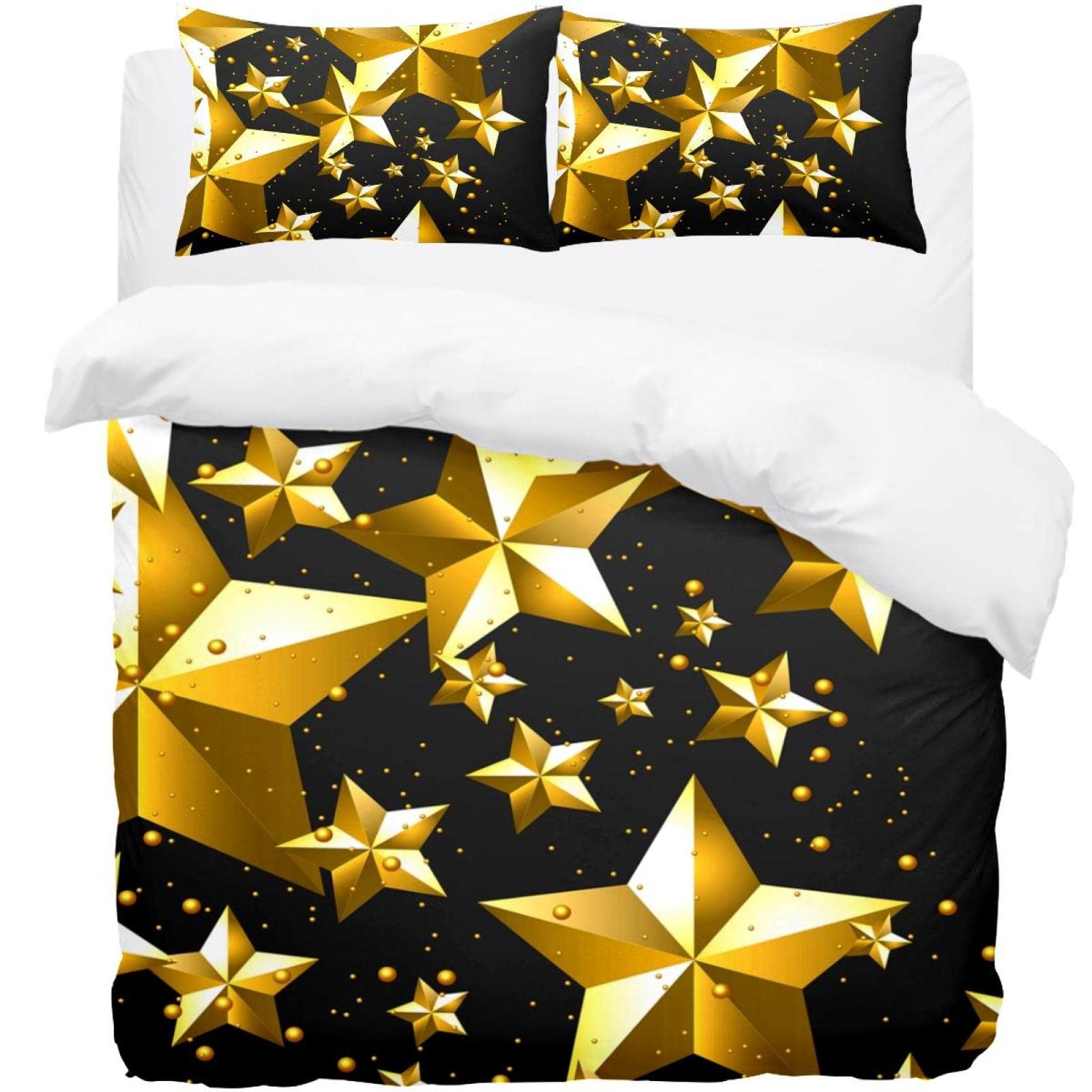 Housse de couette étoiles dorées 3D pour sublimer une literie terne facilement