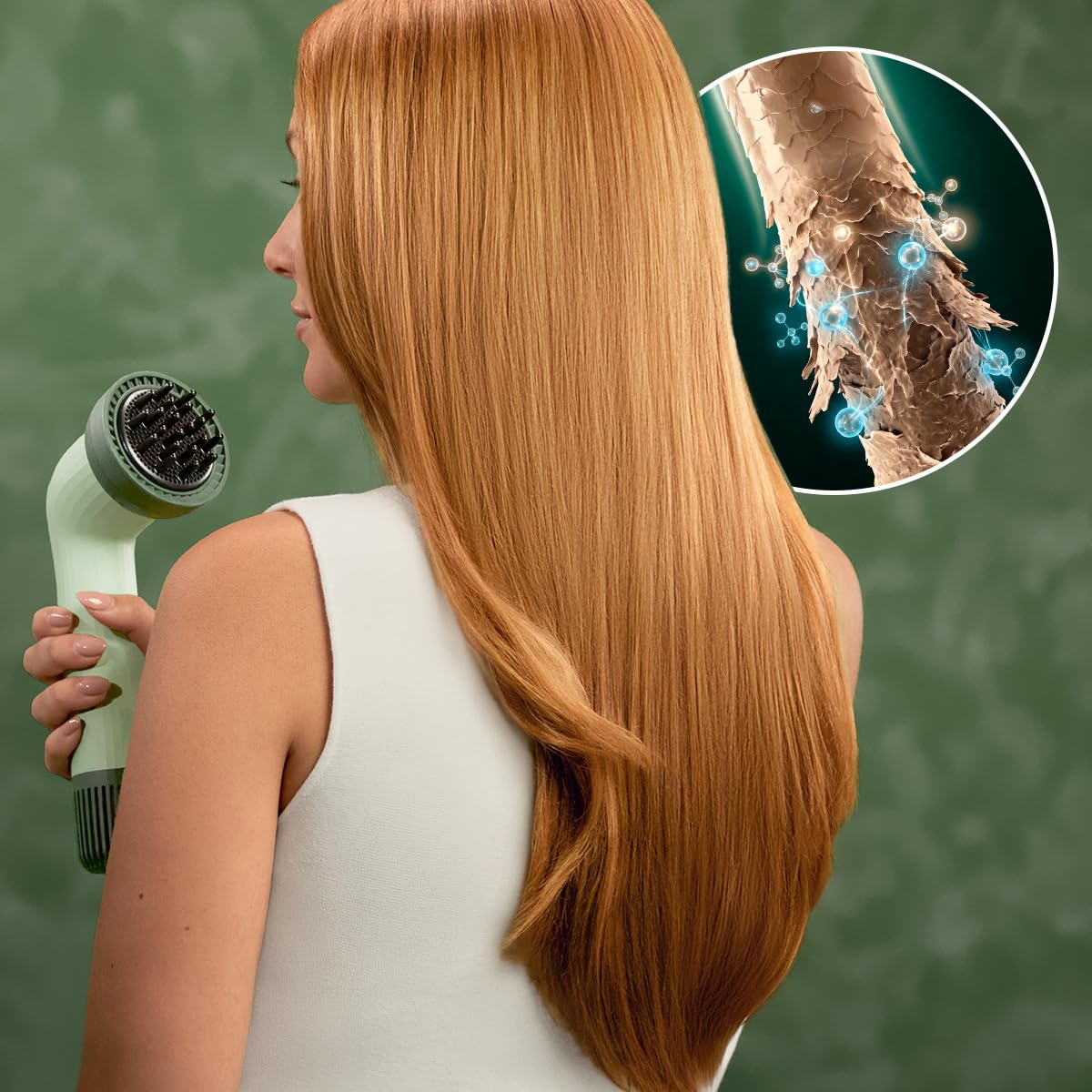 Cecotec Kompaktowa suszarka do włosów IoniCare Dry&Keratin Olive. 1200 W, 107000 obr./min, silnik bezszczotkowy, funkcja jonowa, głowica z technologią NutriSerum i twardymi zębami, głowica