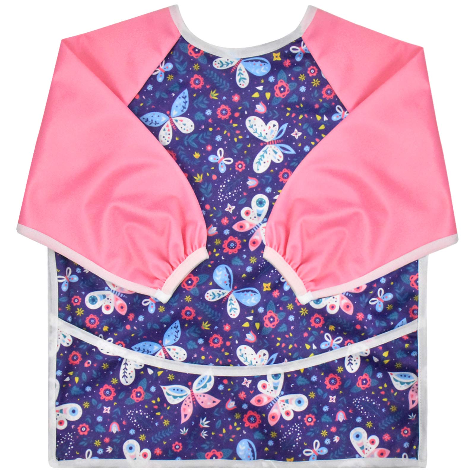 Chstarina Kids Art Smock Waterproof Children Painting Aprons with Long Sleeve and Pockets Toddler Smocks for Painting, Cooking, Eating, Arts & Crafts Childs Paint Apron for Children Ages 2-4