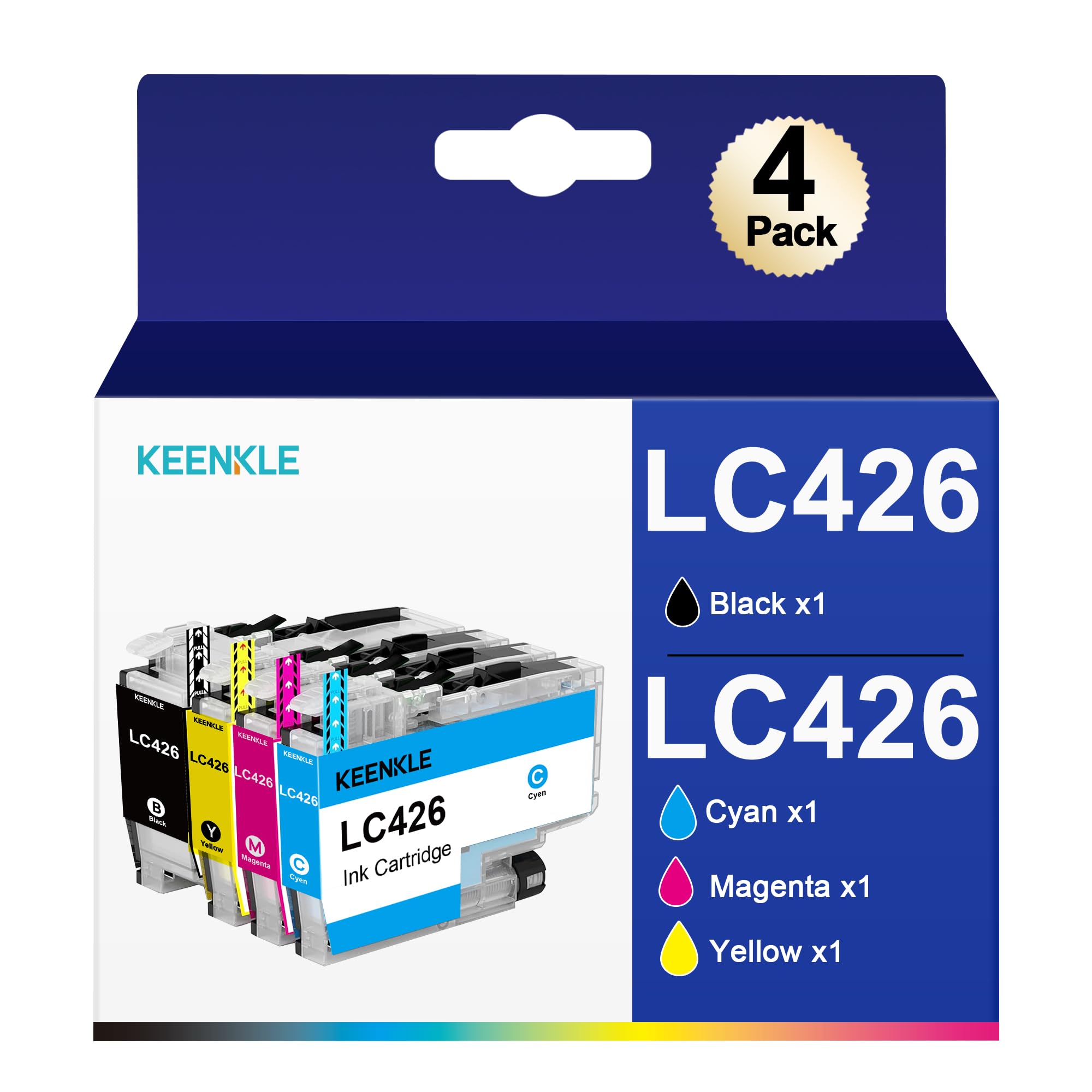 KEENKLE LC426 Patronen Kompatibel für Brother LC426 LC-426 Druckerpatronen LC-426XL für Brother MFC-J4340DW Patronen MFC-J4540DW MFC-J4335DW LC426 Multipack LC426XL LC-426XLVAL (4er-Pack)