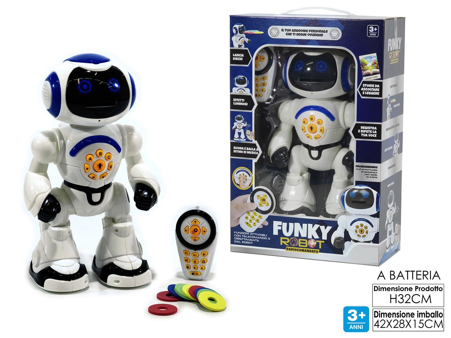 Generico Interaktywny pilot zdalnego sterowania Robot Maxi Pilot Zdalne chodzenie Taniec Mówiący Dyski Dyski Opowiadanie Historii Programowalny Nagrywanie i powtarzanie głosu Maxi Robot z pilotem