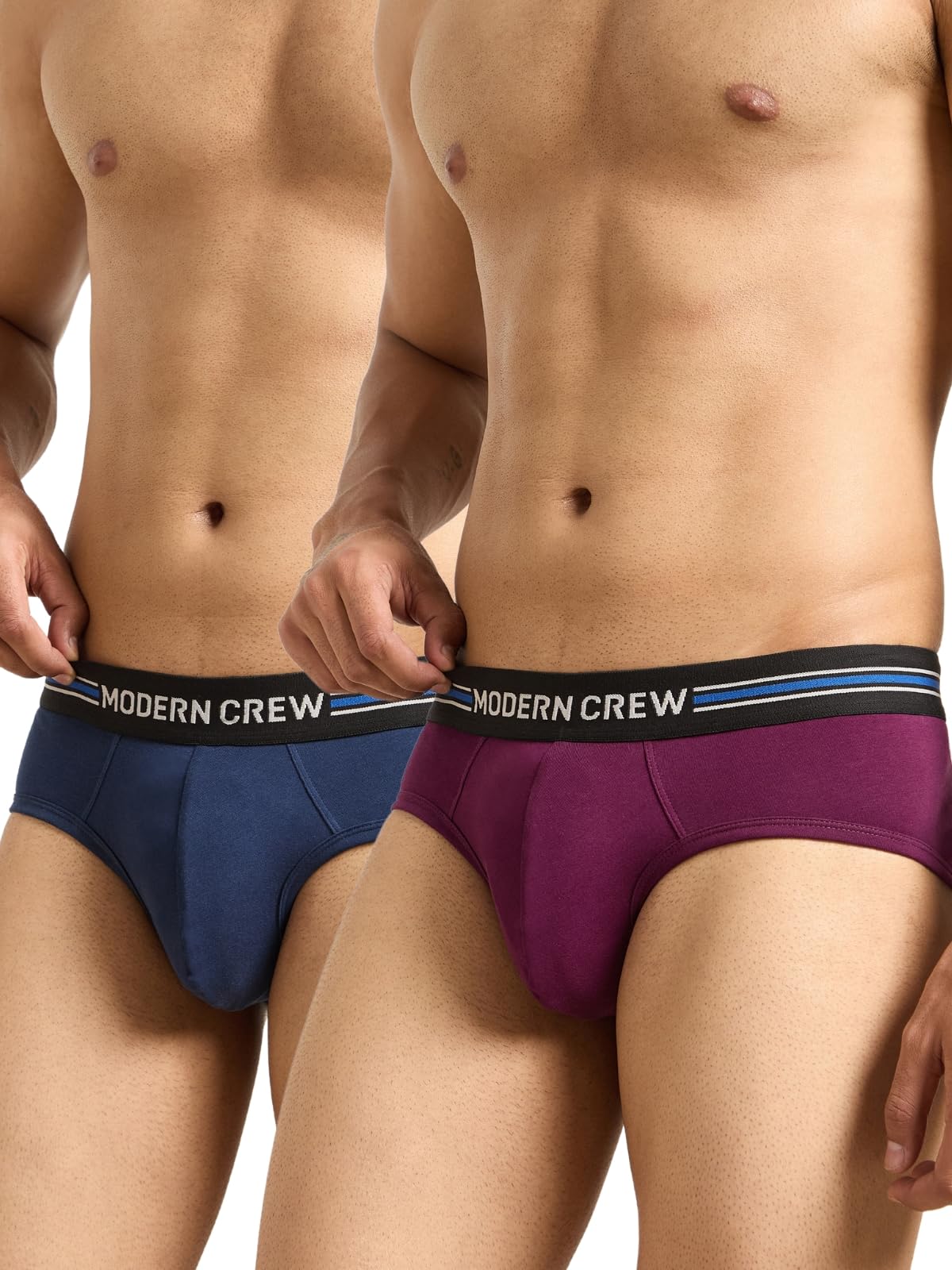 Modern Crew CoolSense Cotton Briefs for Men| Super Combed Cotton with Stretch, Stay 3 Degrees Cool & Fresh, Anti-Bacteri