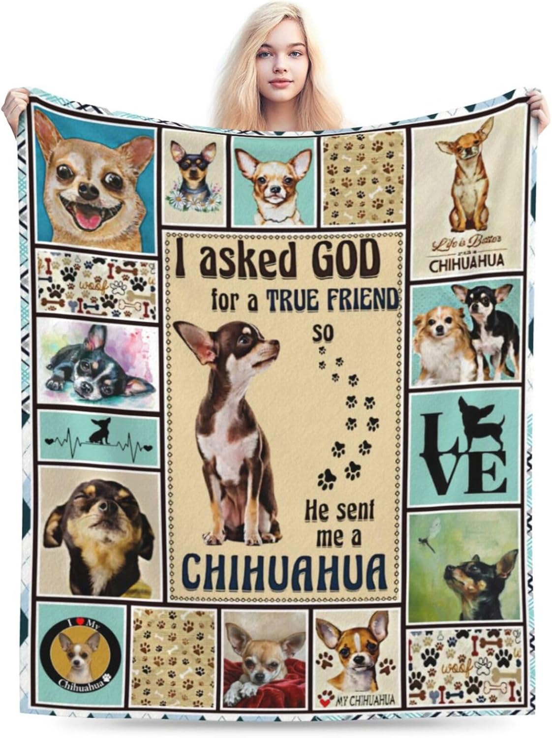 Chihuahua Dog Blanket Dog Decor Throw Blanket Super Warm Soft Plush Lightweight Fleece Flannel Cute Animal Blanket Gifts for Girls Baby Kids Women Boys for Winter Couch Bedding 40"X50" - Image 2
