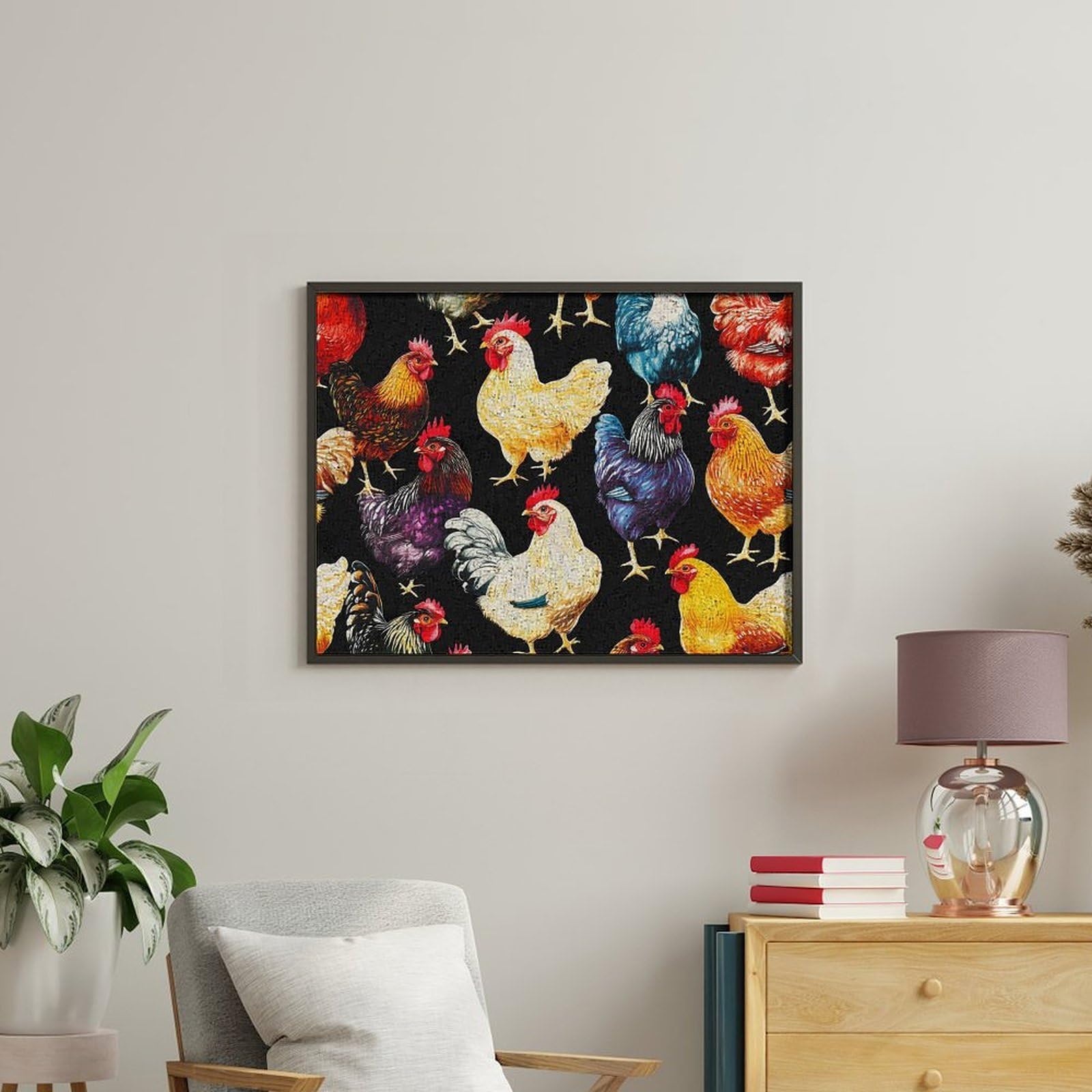 Malen-nach-Zahlen-Set mit Huhn-Motiv für Erwachsene und Anfänger, bunt, DIY, einfaches Malen für Zuhause, Wanddekoration