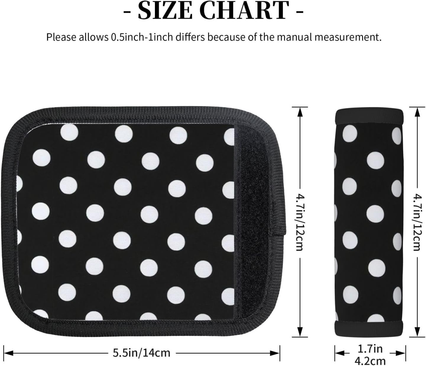 Black & White Big Dot Print Luggage Handle Wraps Luggage Identifiers Soft Neoprene Luggage Handle Wraps for Suitcase Trolley Handle Grip Cover 2 Pack Luggage Tags