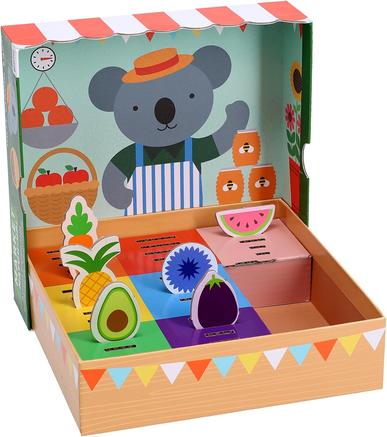 Petit Collage: Market Match-Up!- A Spin, Search, and Sort Game | Collect As Many Treats from the Market as You Can | for Ages 4+ and Made with 75% Recycled Materials