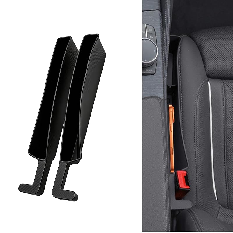 Organizador de vão do banco automotivo Wbshyy com 2 compartimentos e acabamento estilo fibra de carbono, kit com 2 peças