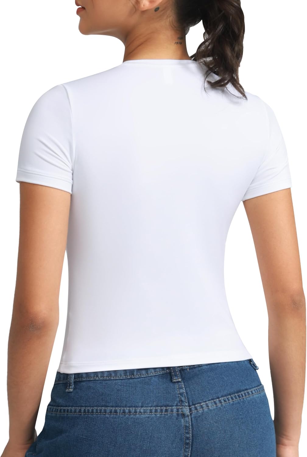 THE GYM PEOPLE Women's Workout Crop Tops Short Sleeve Slim Fit Soft BreathableSummer Yoga Running Casual Basic Tee Shirts