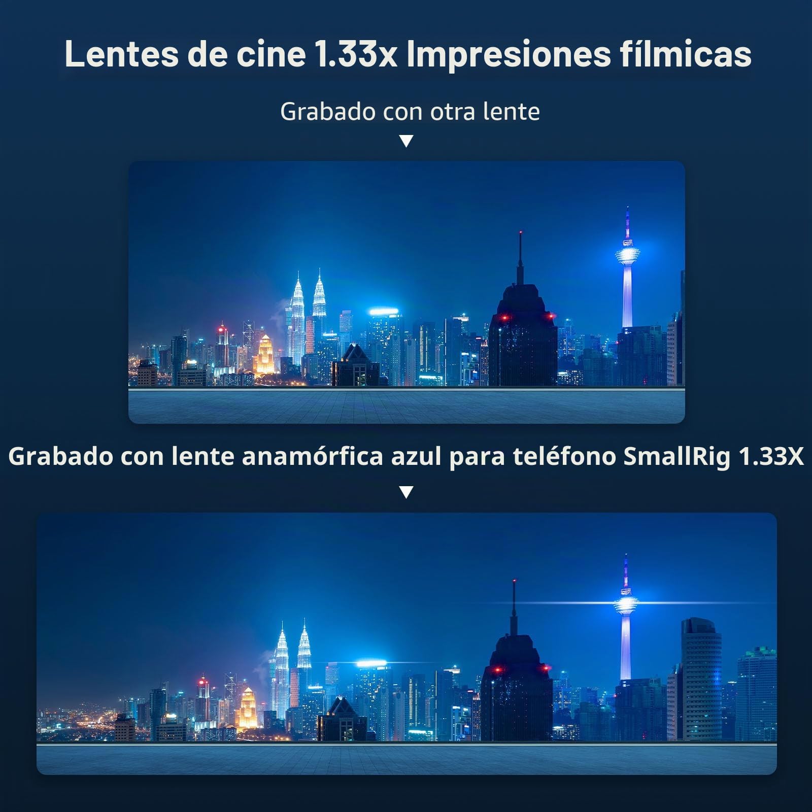 SMALLRIG Lente Anamórfica 1.33X para Teléfono Móvil, Lente Cinematográfica con Deformación de Pantalla Ancha 2.4:1 con T-Mount, para iPhone, Samsung S21/S22 Series