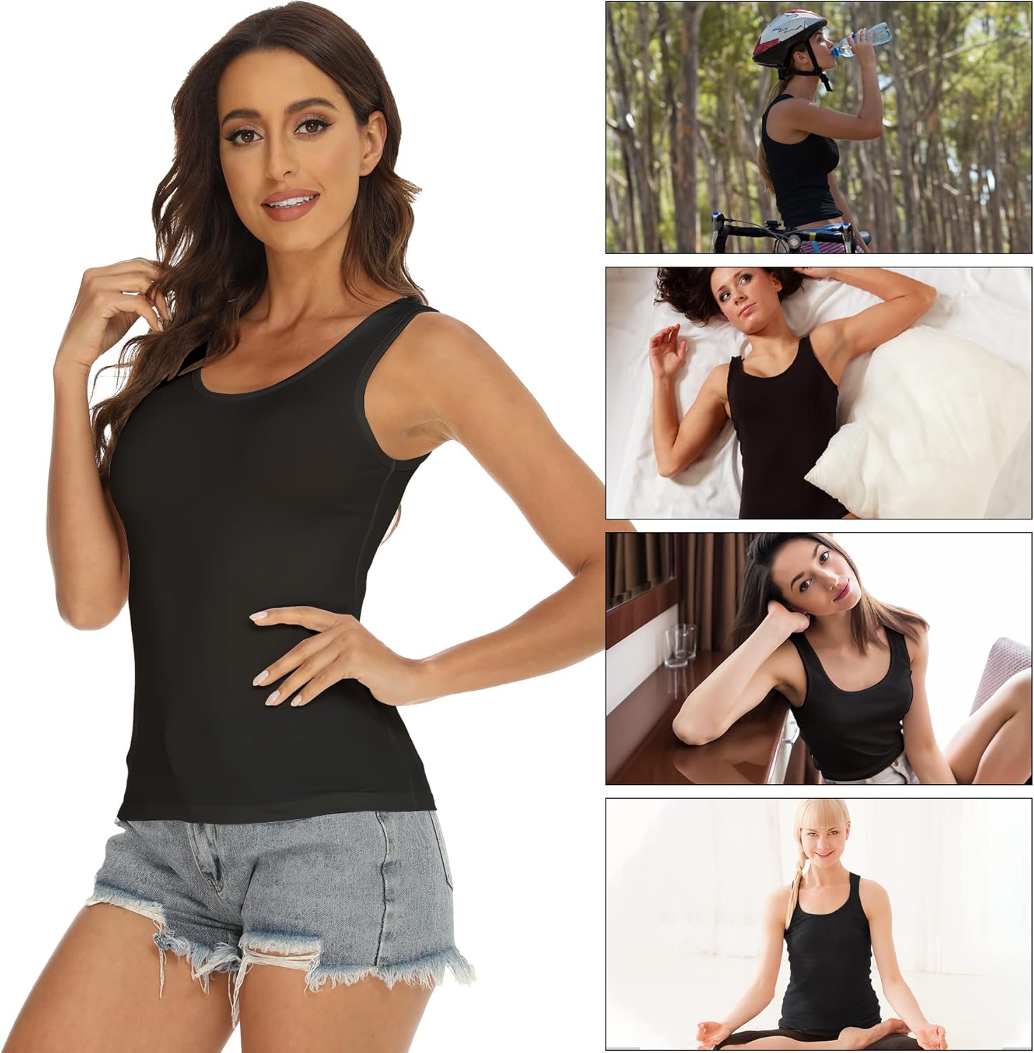 BQTQ 5 Pcs Basic Tank Tops for Women Undershirt Tank Top Sleeveless Under Shirts - Image 6