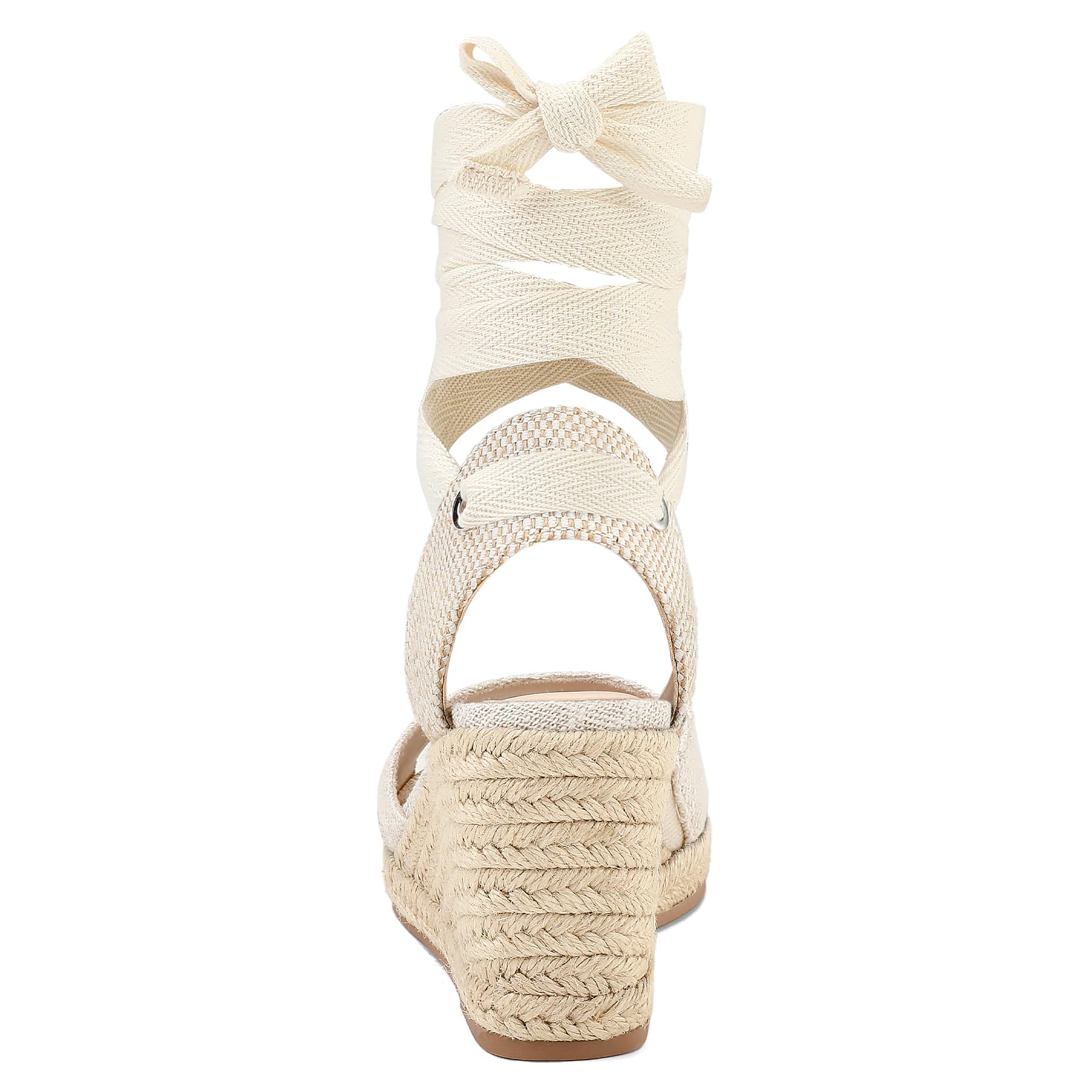 mysoft Sandali da donna con zeppa, punta aperta, espadrillas con plateau, cinturino alla caviglia, scarpe estive con lacci
