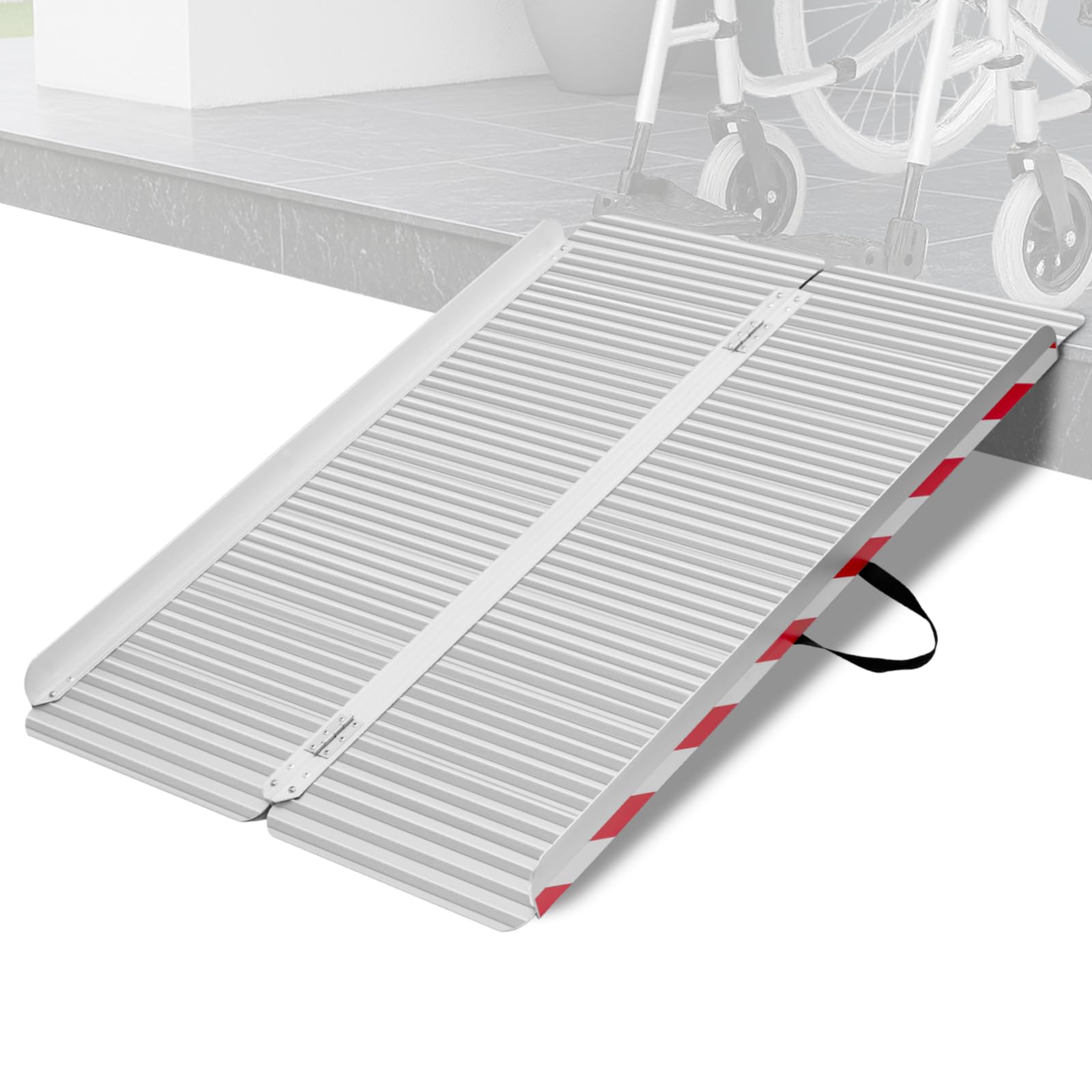 LIEKUMM Rampas para Silla de Ruedas 127 cm, 85 cm Ensanchada, Capacidad de Carga 400 kg Aluminio Rampa para Escaleras, Bordillos, Rampa Minusvalidos para Sillas de Ruedas Eléctricas y Manuales