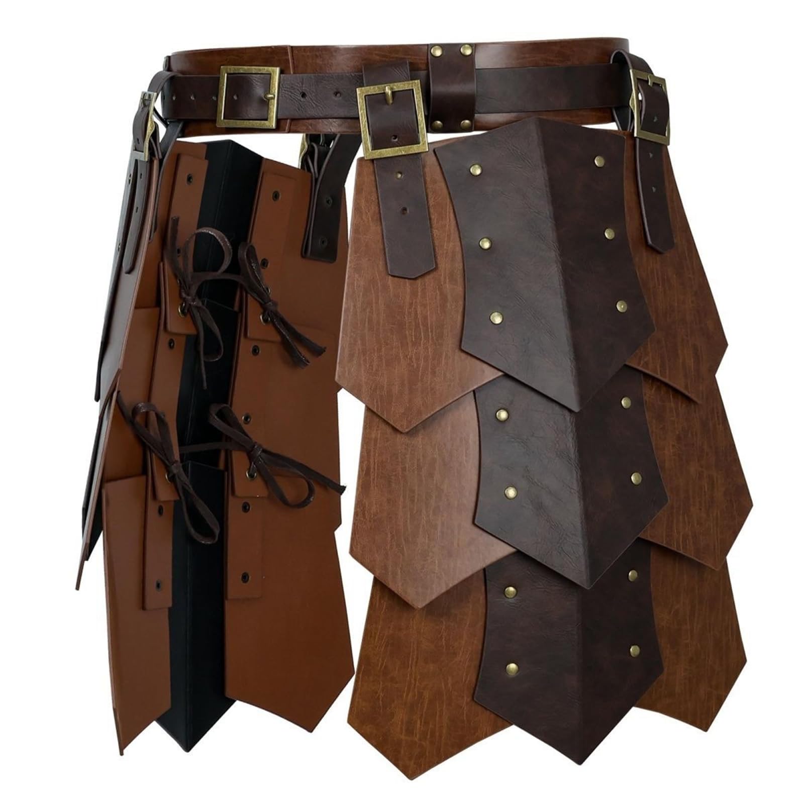 Armatura medievale in finta pelle per Halloween e cosplay, costume double face per coscia, mercenari e cavalieri, corazzate con gonna, doppio lato in vita