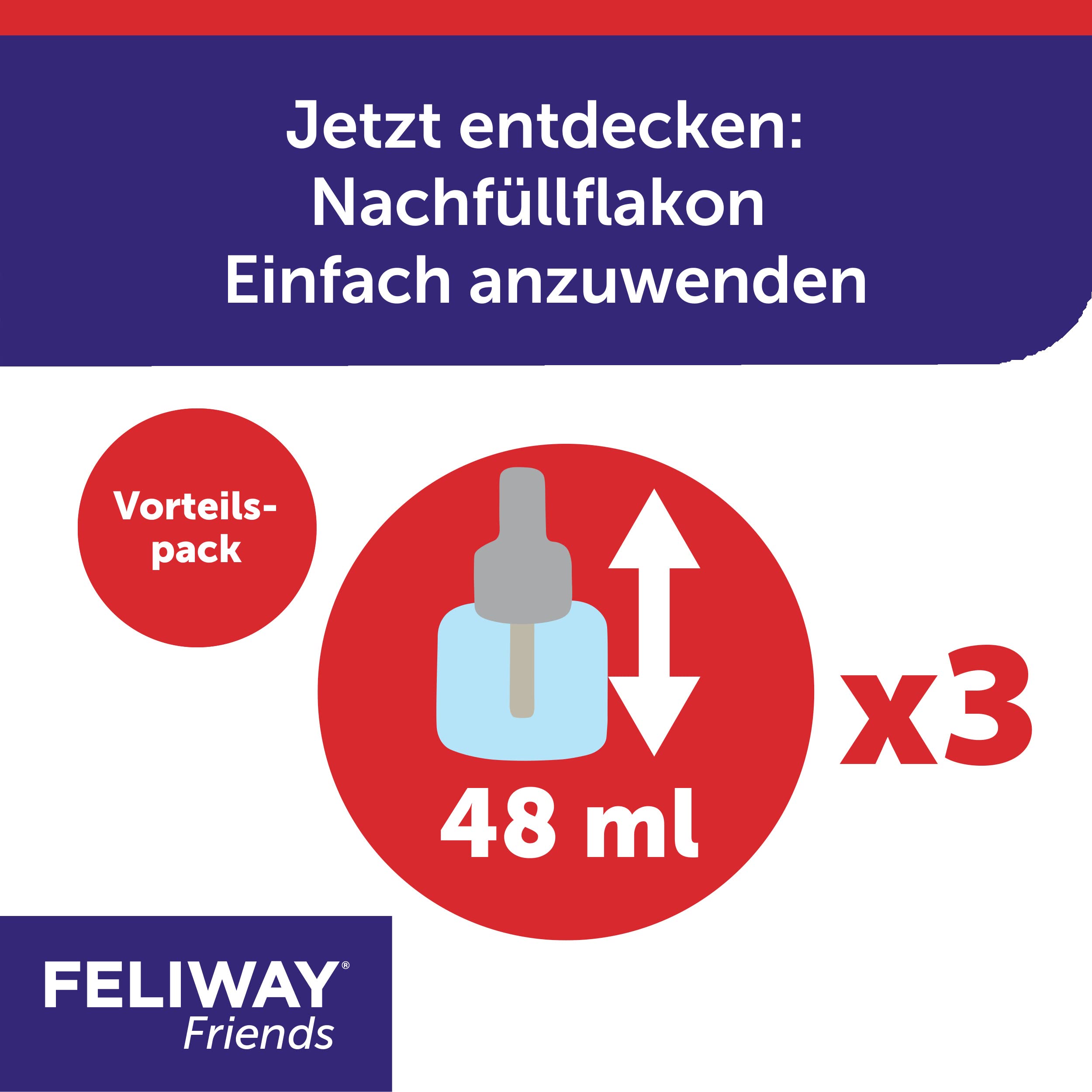 Feliway D89440L Friends Lot de 3 flacons de 30 Jours 144 ML
