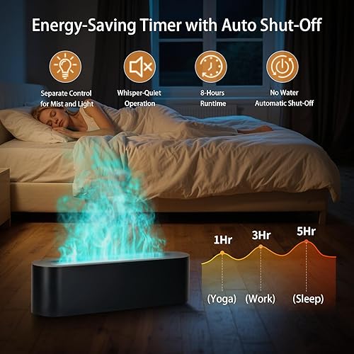 Miniatura 4 de Difusor de aceite esencial, humidificador difusor de aire de llama de 6.1 fl oz, difusor ultrasónico de aromaterapia para chimenea con luz LED de 7