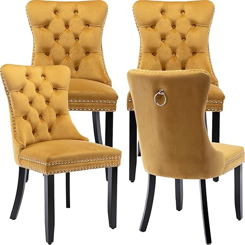 Miniatura 54 de Juego de 2 sillas de cocina y comedor de terciopelo, respaldo exterior capitoné, tapizadas en terciopelo, estructura de madera maciza (celeste, 2