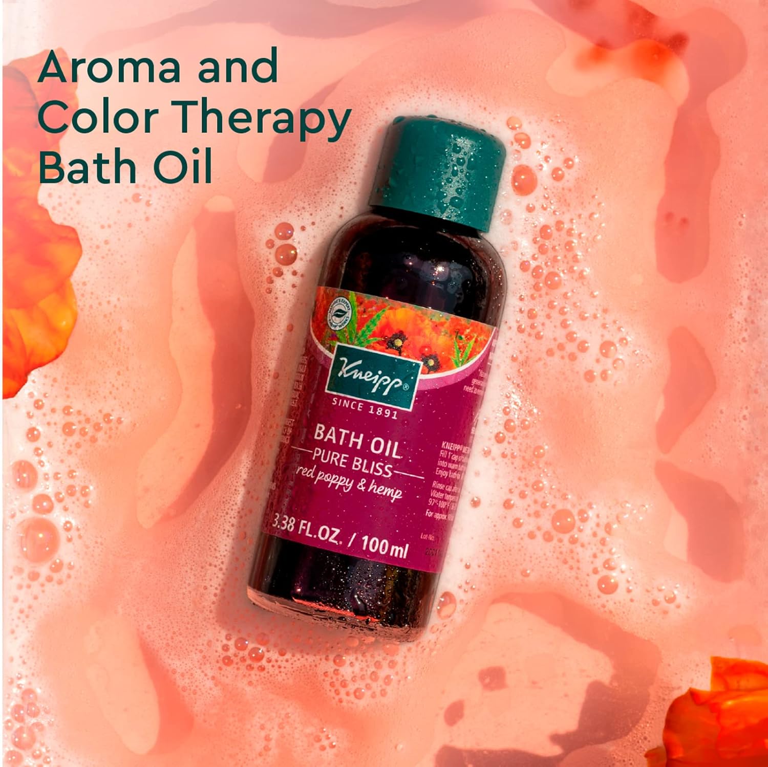 Kneipp Red Poppy & Hemp Herbal Bath Oil, Pure Bliss Soak, 3.38 fl. oz : Bath Oils : Beauty & Personal Care