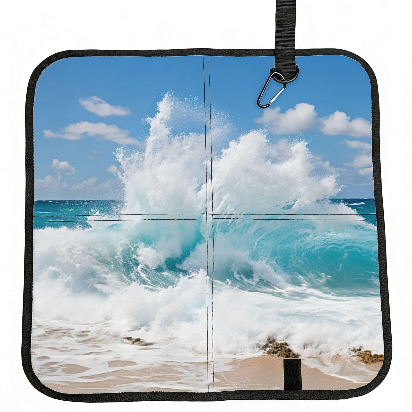 YGLHBDPBF Ocean Wave Print Camping seat cushion,Foldable Sitting Pads,Save Backpack Space for Hiking