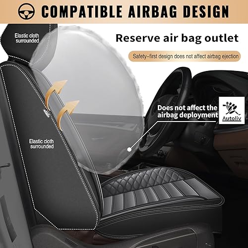 Miniatura 4 de Fundas de asiento, juego completo de fundas de asiento de automóvil de piel sintética para Kia Sportage 2009-2025 (negro y gris)