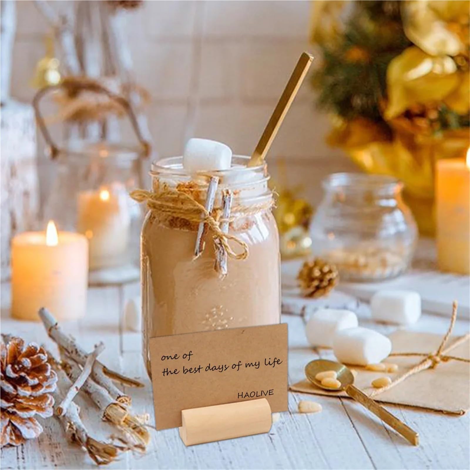 Rustikale Tischkartenhalter aus Holz für Hochzeiten, Foto-Postkarten-Clip-Ständer, 50 Stück