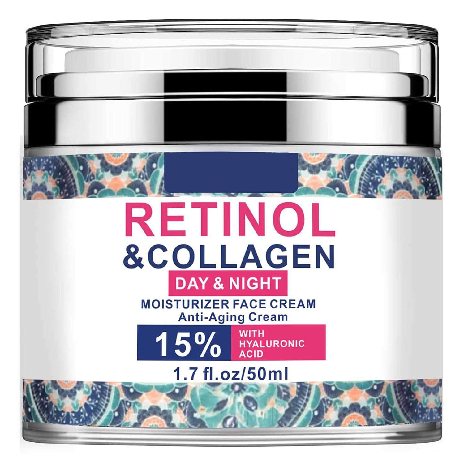 Retinol Cream for Face with 15% Hyaluronic Acid, Collagen Face Moisturizer, Day & Night Anti-Aging Cream for Women and Men Reduce Wrinkles & Fine Lines, All Skin Types 1.7 Fl Oz Retinol Cream for Face with 15% Hyaluronic Acid, Collagen Face Moisturizer, Day & Night Anti-Aging Cream for Women and Men Reduce Wrinkles & Fine Lines, All Skin Types 1.7 Fl Oz