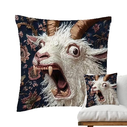 Decorative Throw Pillow Covers | 18x18Inch Screaming Goat Plush | Decorative Pillow Cases Couch Cushion Covers,for Bed Couch Chair Bedroom Living Room Office Apartment Dorm Farmhouse Hotel